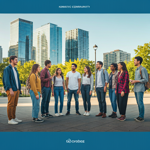 A diverse group of neighbours meeting outdoors in a Toronto park